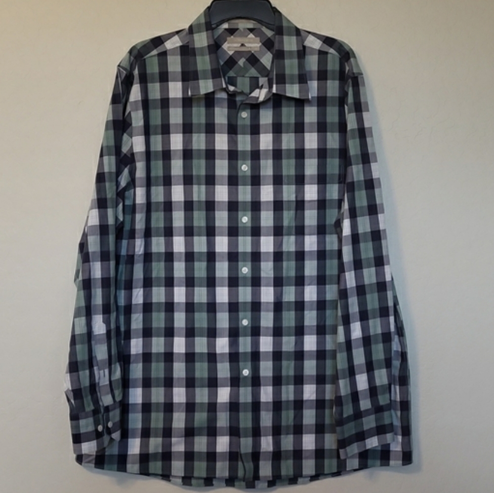 Nordstrom Checkered Plaid Casual/Business Regular Fit Wrinkle Free Shirt XXL